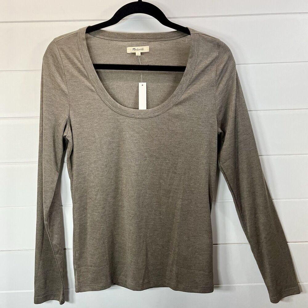 MADEWELL Shirt Top NWT Womens Fitted V-Neck Ribbed Large Capsule Wardrobe